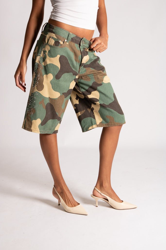 Camo Diamante Flame Jorts - Liquor n Poker