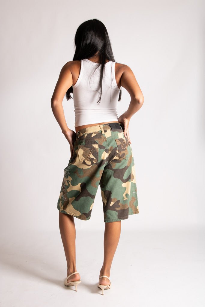Camo Diamante Flame Jorts - Liquor n Poker
