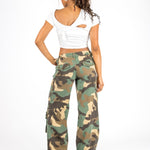 Camo Stud Detail Low Rise Cargos - Liquor n Poker