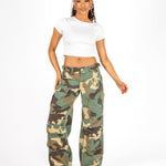 Camo Stud Detail Low Rise Cargos - Liquor n Poker