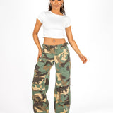 Camo Stud Detail Low Rise Cargos - Liquor n Poker