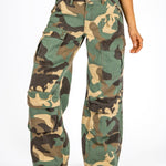 Camo Stud Detail Low Rise Cargos - Liquor n Poker
