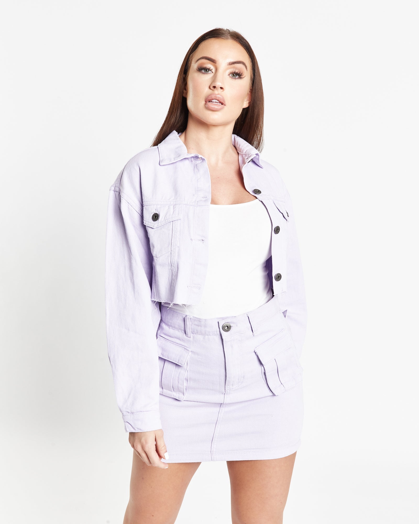 Candy Denim Mini Skirt In Soft Lilac - Liquor n Poker