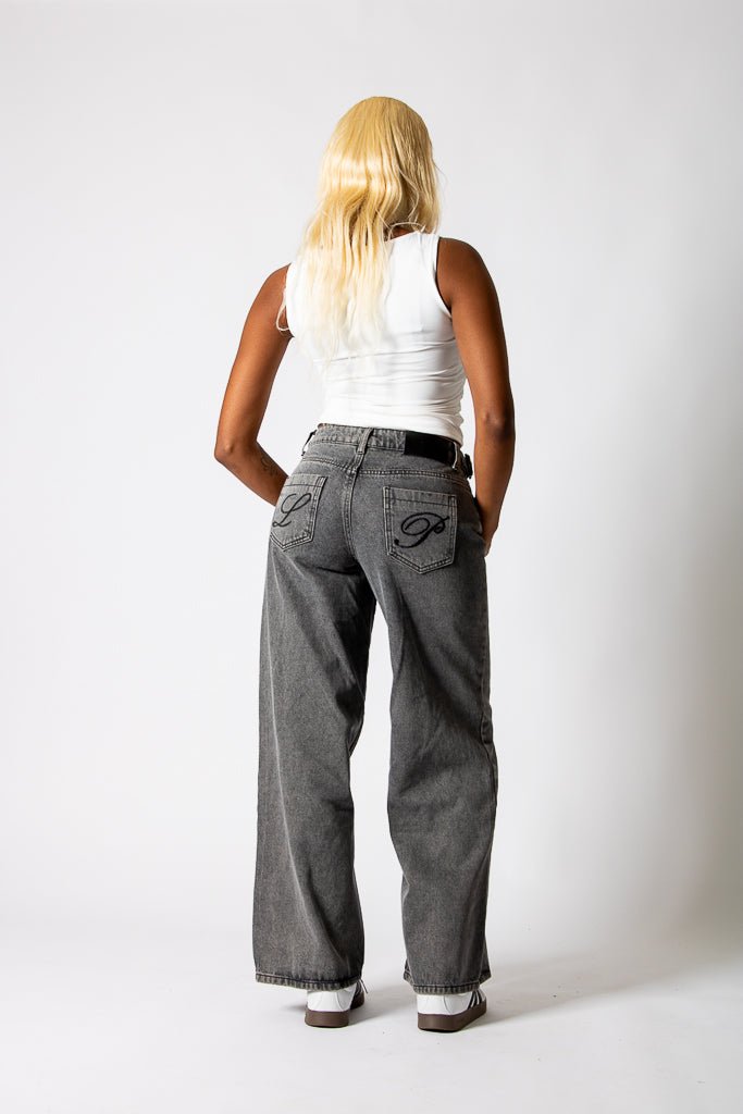 Charcoal Grey Mid Rise Straight Leg Jeans (No Turn Up) - Liquor n Poker