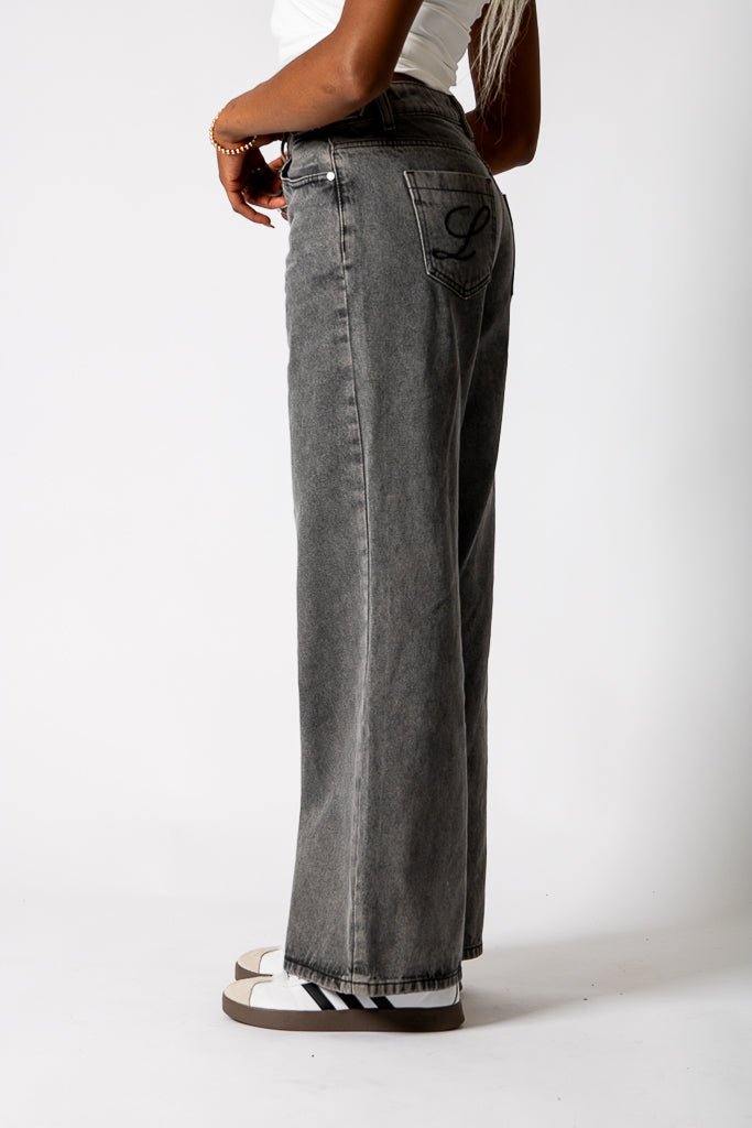Charcoal Grey Mid Rise Straight Leg Jeans (No Turn Up) - Liquor n Poker