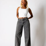 Charcoal Grey Mid Rise Straight Leg Jeans (No Turn Up) - Liquor n Poker