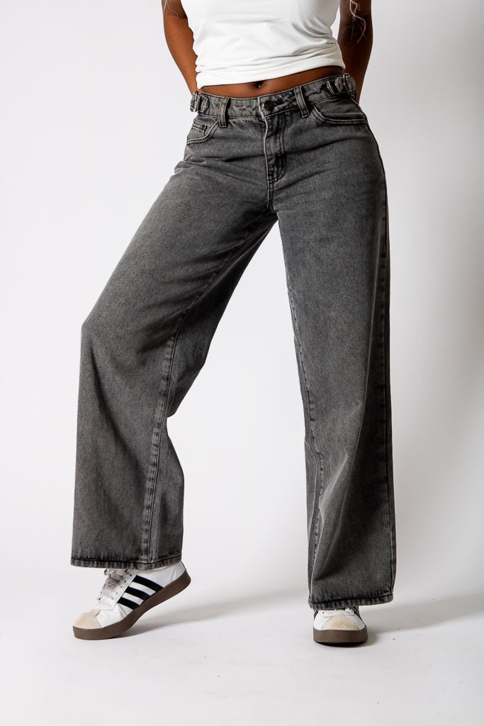 Charcoal Grey Mid Rise Straight Leg Jeans (No Turn Up) - Liquor n Poker