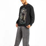 Charcoal Long Sleeve "Renaissance" Graphic Printed T-Shirt - Liquor n Poker