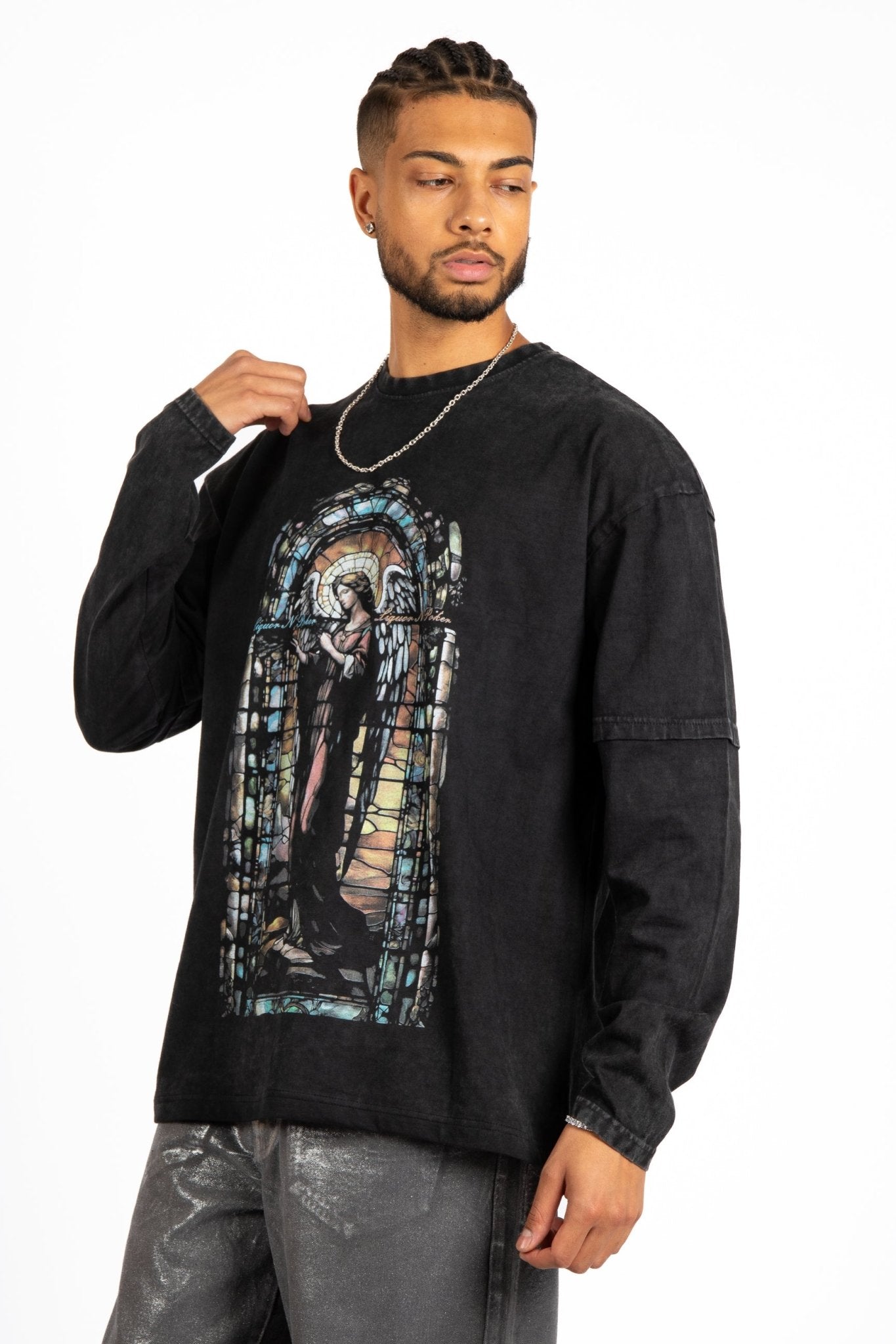 Charcoal Long Sleeve "Renaissance" Graphic Printed T-Shirt - Liquor n Poker