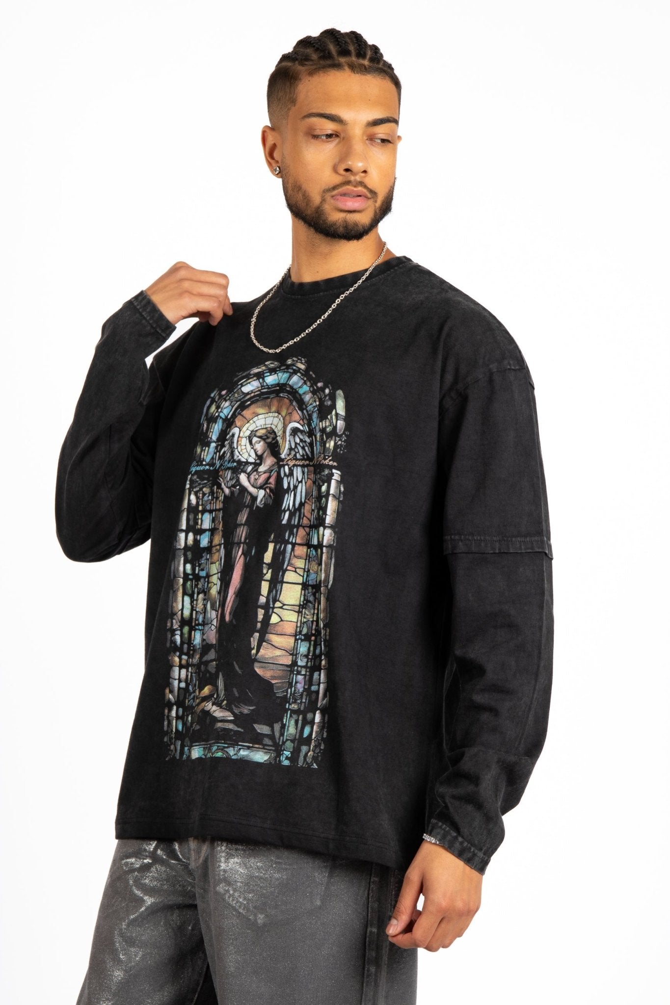 Charcoal Long Sleeve "Renaissance" Graphic Printed T-Shirt - Liquor n Poker