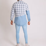 Cleveland Light Denim Shirt With Contrast Flannel Check - Liquor n Poker