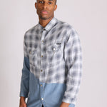 Cleveland Light Denim Shirt With Contrast Flannel Check - Liquor n Poker