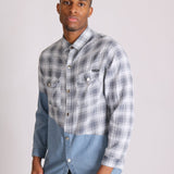 Cleveland Light Denim Shirt With Contrast Flannel Check - Liquor n Poker