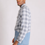 Cleveland Light Denim Shirt With Contrast Flannel Check - Liquor n Poker