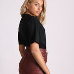 Coated Pu Mini Skirt In Burgundy - Liquor n Poker