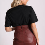 Coated Pu Mini Skirt In Burgundy - Liquor n Poker