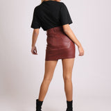 Coated Pu Mini Skirt In Burgundy - Liquor n Poker