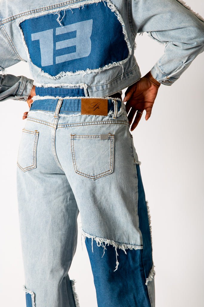Cut-N-Sew Baggy Blue Denim Jeans - Liquor n Poker