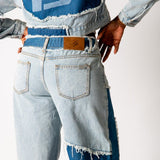 Cut-N-Sew Baggy Blue Denim Jeans - Liquor n Poker