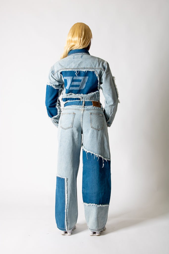 Cut-N-Sew Baggy Blue Denim Jeans - Liquor n Poker