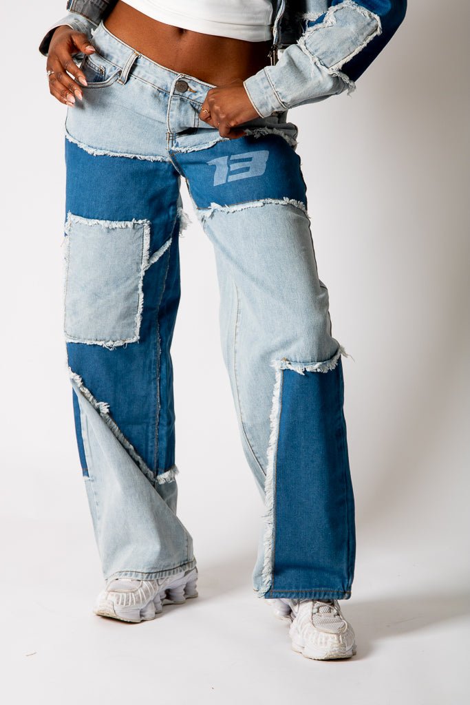 Cut-N-Sew Baggy Blue Denim Jeans - Liquor n Poker