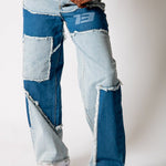 Cut-N-Sew Baggy Blue Denim Jeans - Liquor n Poker