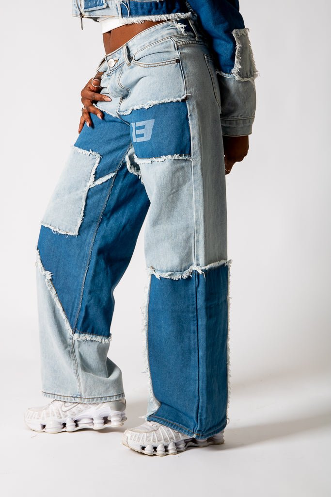 Cut-N-Sew Baggy Blue Denim Jeans - Liquor n Poker