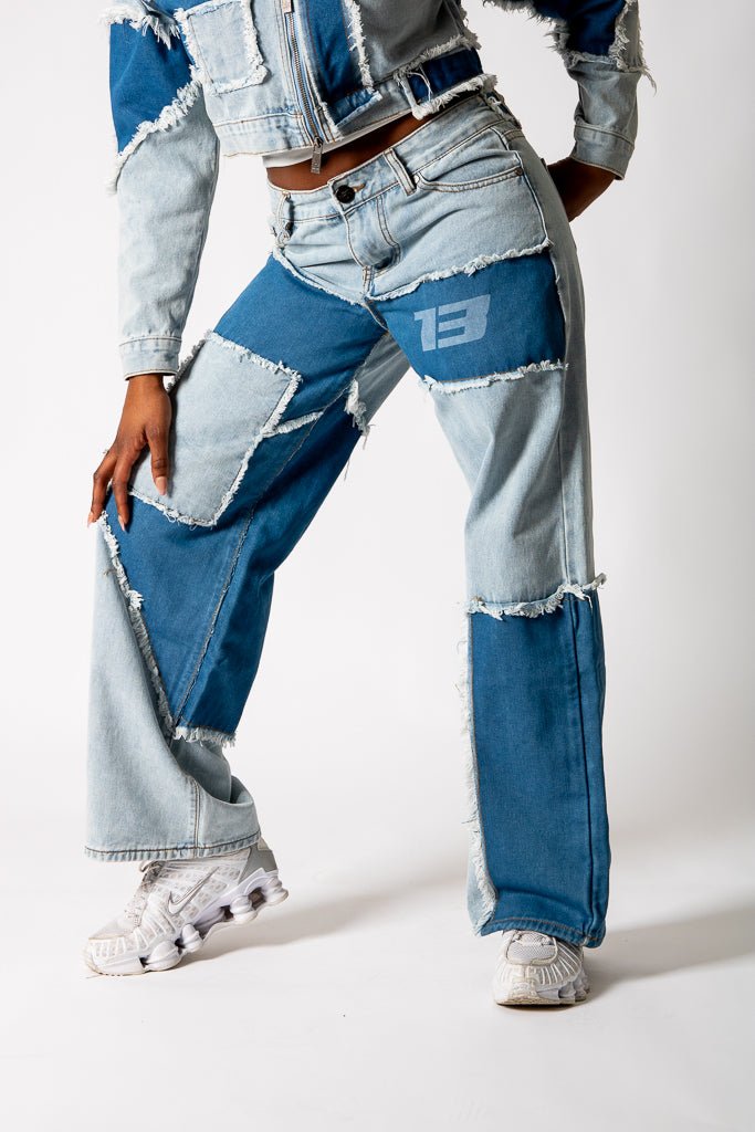 Cut-N-Sew Baggy Blue Denim Jeans - Liquor n Poker