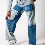 Cut-N-Sew Baggy Blue Denim Jeans - Liquor n Poker