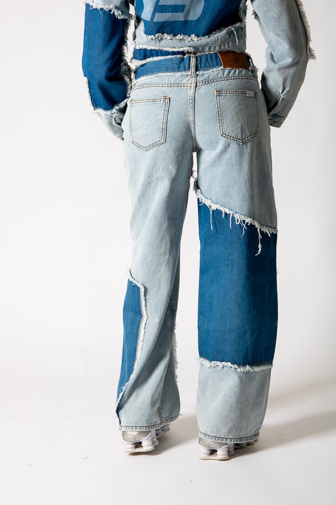 Cut-N-Sew Baggy Blue Denim Jeans - Liquor n Poker
