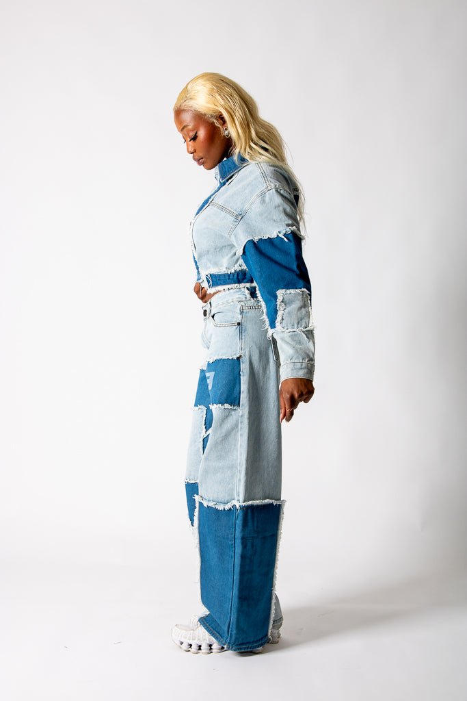 Cut-N-Sew Baggy Blue Denim Jeans - Liquor n Poker