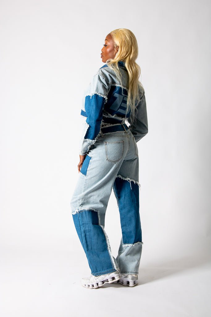 Cut-N-Sew Baggy Blue Denim Jeans - Liquor n Poker