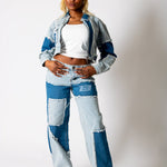 Cut-N-Sew Baggy Blue Denim Jeans - Liquor n Poker