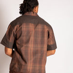 Cut & Sew Patchwork Short Sleeve Shirt in Brown - Liquor n Poker