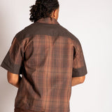 Cut & Sew Patchwork Short Sleeve Shirt in Brown - Liquor n Poker