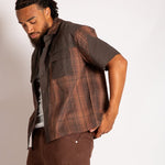 Cut & Sew Patchwork Short Sleeve Shirt in Brown - Liquor n Poker