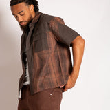 Cut & Sew Patchwork Short Sleeve Shirt in Brown - Liquor n Poker