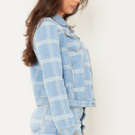 Dakota Checkered Print Mini Denim Skirt - Liquor n Poker