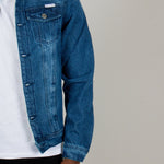 Denim Jacket With Borg Collar In Dark Indigo - Liquor n Poker