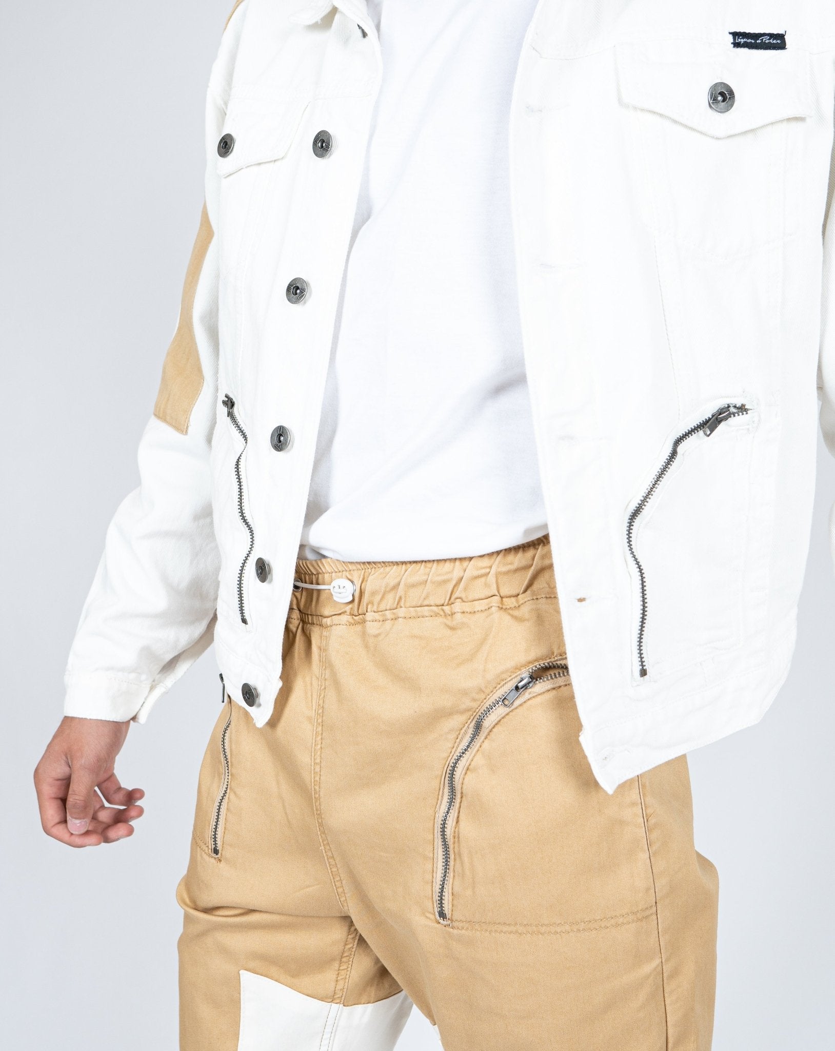 Detroit Denim Jogger In Tan With Panelwork - Liquor n Poker