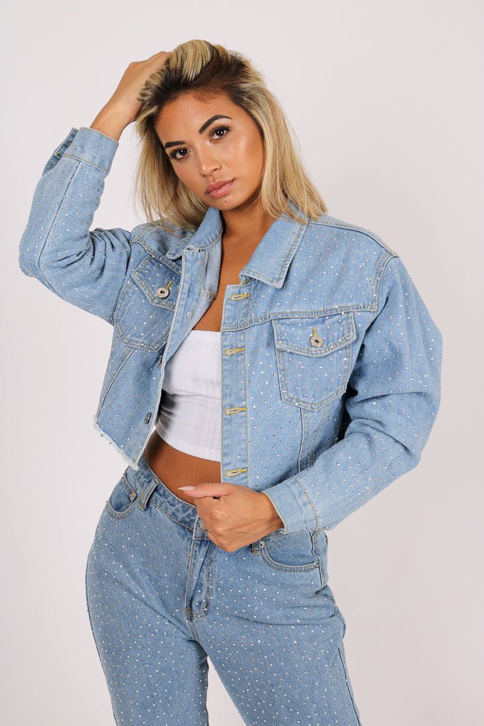 Diamante Denim High Rise Mom Jean - Liquor n Poker