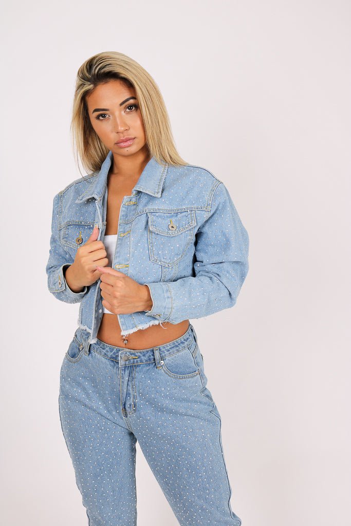 Diamante Denim High Rise Mom Jean - Liquor n Poker