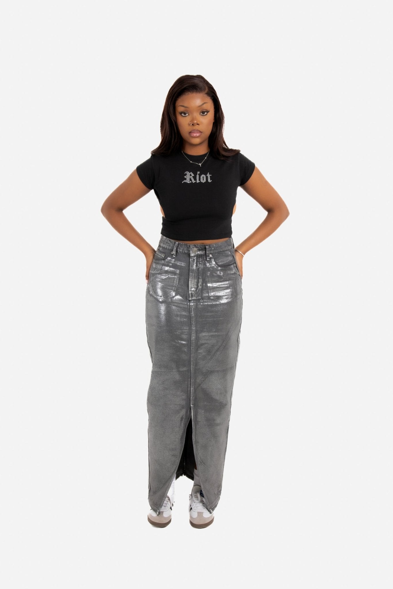 Diamanté Riot Side Boob Cut - Out Crop Top - Liquor n Poker