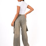 Dirty Wash Baggy Fit & Oversized Pocket Jeans - Liquor n Poker