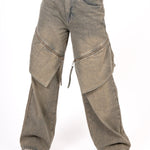 Dirty Wash Baggy Fit & Oversized Pocket Jeans - Liquor n Poker
