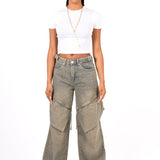 Dirty Wash Baggy Fit & Oversized Pocket Jeans - Liquor n Poker