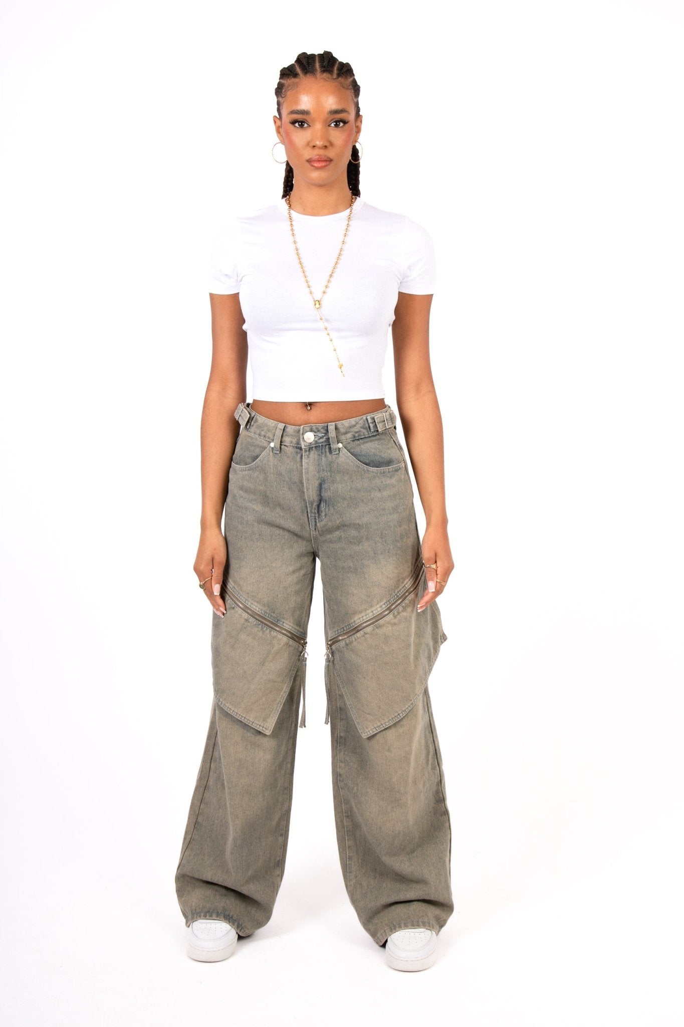 Dirty Wash Baggy Fit & Oversized Pocket Jeans - Liquor n Poker