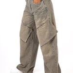 Dirty Wash Baggy Fit & Oversized Pocket Jeans - Liquor n Poker