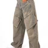 Dirty Wash Baggy Fit & Oversized Pocket Jeans - Liquor n Poker