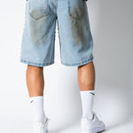 Dirty Wash Denim Jorts With Total Stud Detail - Liquor n Poker